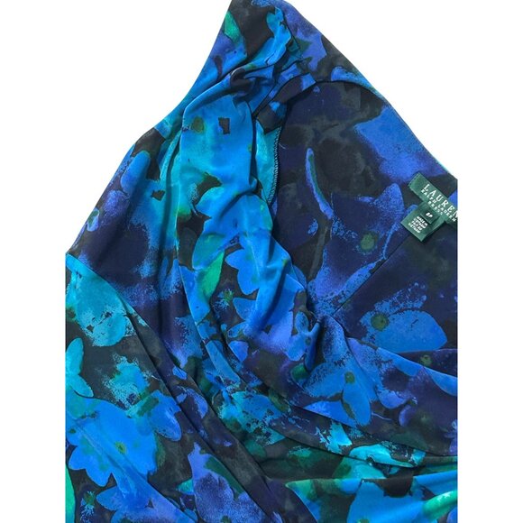 Lauren Ralph Lauren Womens Blue Green Sleeveless Sheath Dress Size 8P 1724 - Picture 3 of 6